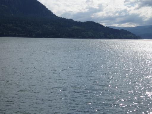 view of Columbia River from train