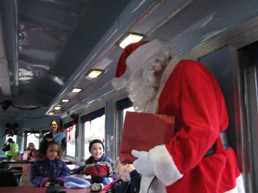 view of Santa Claus inside train