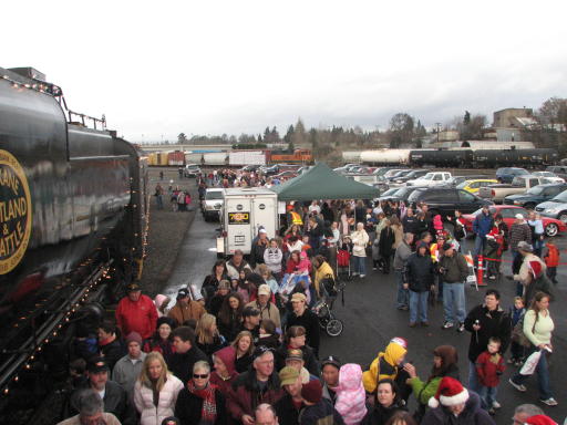 crowd from top of stairs