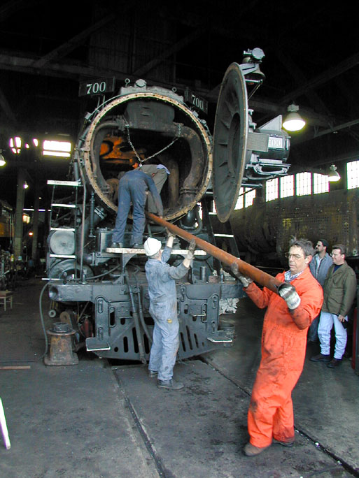 View outside the engine looking at the front of the locomotive