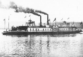 Car ferry Tacoma carries trains between Goble and Kalama, WA, for the Northern Pacific Railway