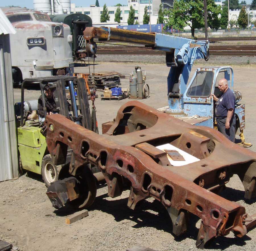 Photo of tender truck being disassembled